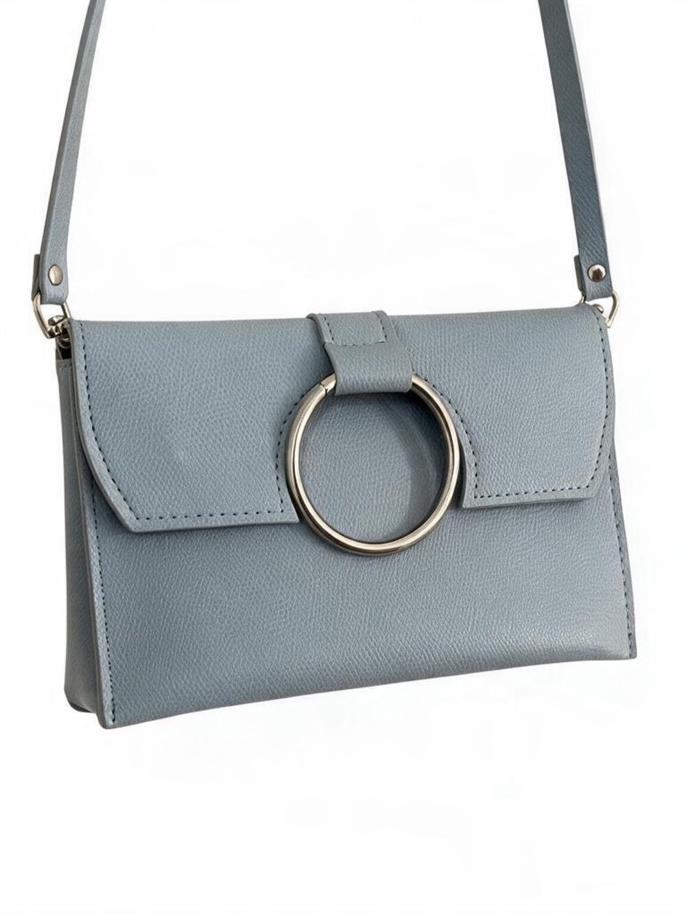 Powder Blue Crossbody Bag Silver Ring Shoulder Purse